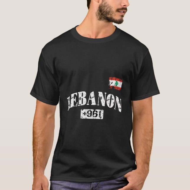 Distressed Lebanon Pride Country Code T-Shirt (Front)
