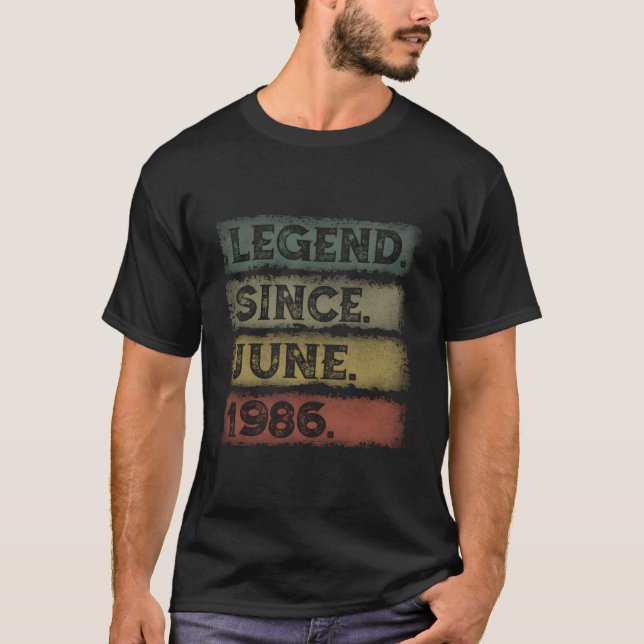 Distressed Legend Since June 1986 37Th T-Shirt (Front)