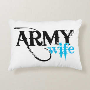 Distressed Lettering Army Wife Decorative Cushion