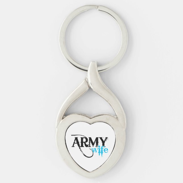 Distressed Lettering Army Wife Key Ring (Front)