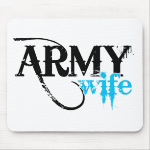 Distressed Lettering Army Wife Mouse Mat