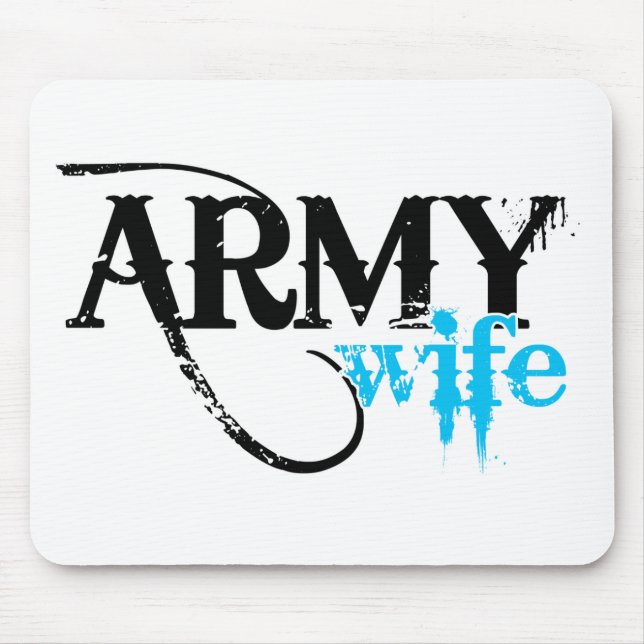 Distressed Lettering Army Wife Mouse Mat (Front)