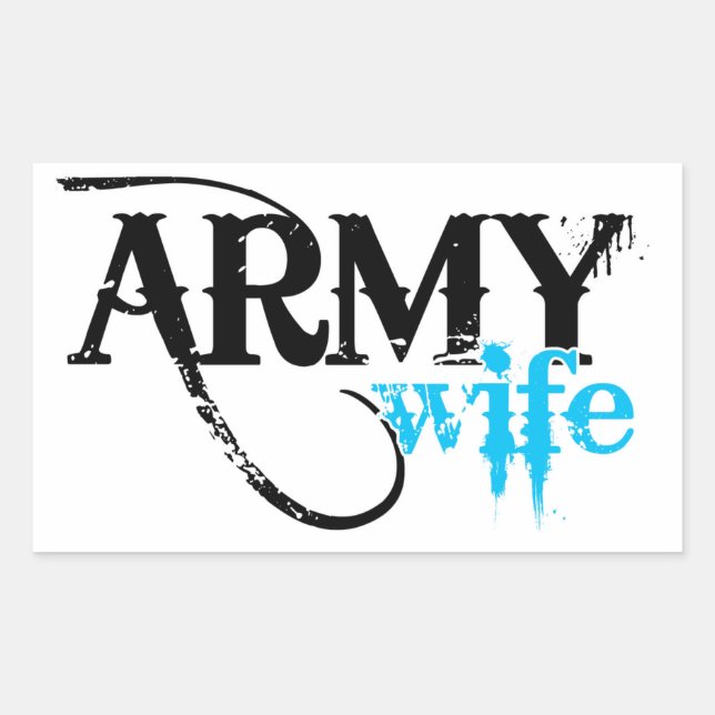 Distressed Lettering Army Wife Rectangular Sticker (Front)