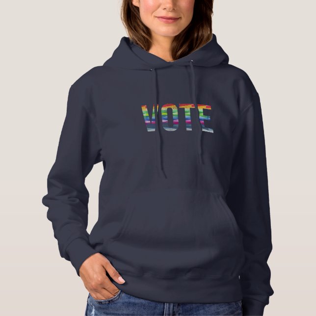 Distressed Letters Rainbow VOTE Graphic Hoodie (Front)