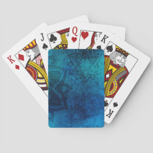 Distressed Light Blue Mandala Pattern Playing Cards