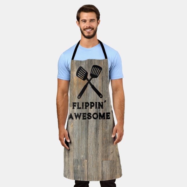 Distressed light Rustic Wood grain, flippin awsome Apron (Worn)