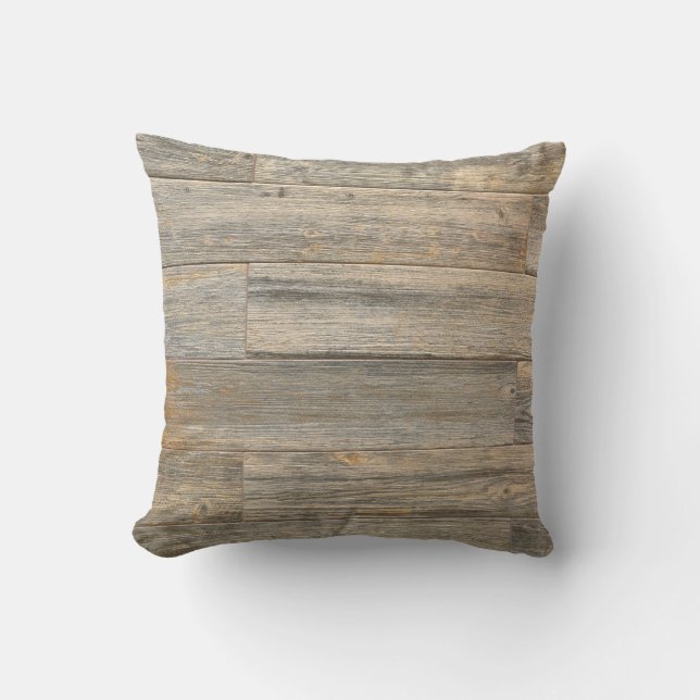 Distressed light Rustic Wood grain planks   Cushion (Front)