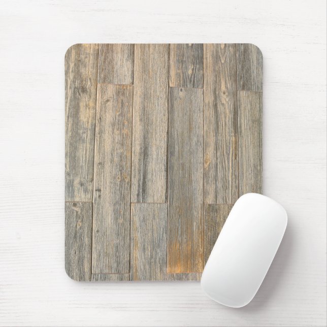 Distressed light Rustic Wood grain planks   Mouse Mat (With Mouse)