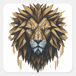 Distressed Lion Emblem Tee Square Sticker