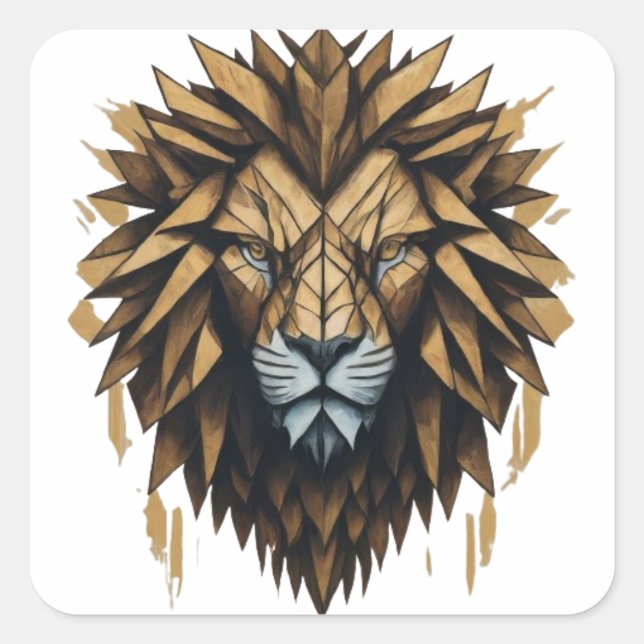 Distressed Lion Emblem Tee Square Sticker (Front)