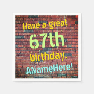 Distressed Look 67th Birthday Paper Napkins