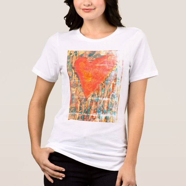 Distressed look Heart  Tri-Blend Shirt (Front)
