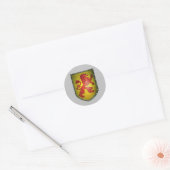 Distressed Look Red Lion Yellow Shield Classic Round Sticker (Envelope)