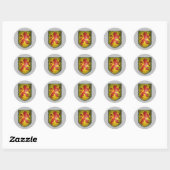 Distressed Look Red Lion Yellow Shield Classic Round Sticker (Sheet)