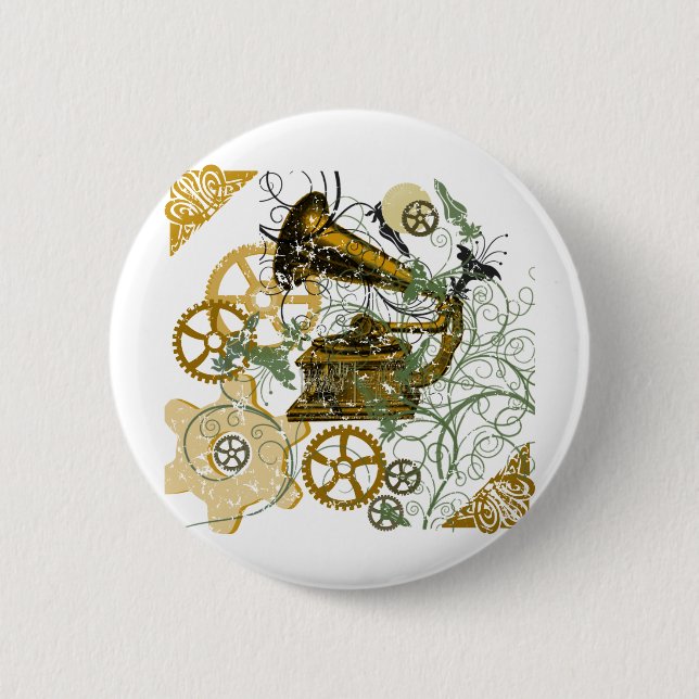 Distressed Look Steampunk Design 6 Cm Round Badge (Front)