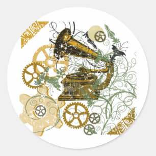 Distressed Look Steampunk Design Classic Round Sticker