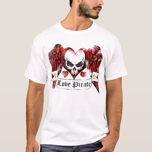 Distressed Love Pirate T-Shirt (Front)