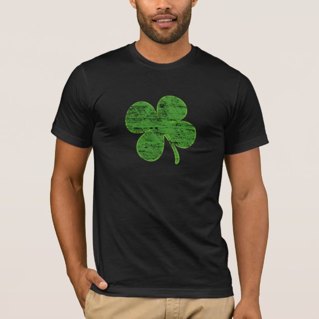 Distressed Lucky Four-Leaf Clover T-shirt (Front)