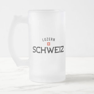 Distressed Luzern Schweiz (Lucerne Switzerland) Frosted Glass Beer Mug