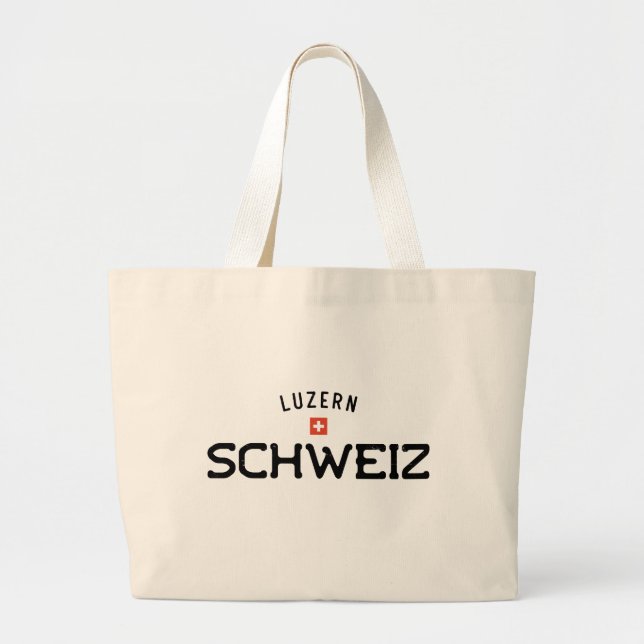 Distressed Luzern Schweiz (Lucerne Switzerland) Large Tote Bag (Front)