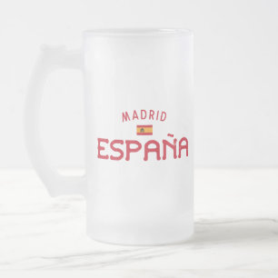 Distressed Madrid Spain (España) Frosted Glass Beer Mug