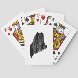 Distressed Maine State Outline Playing Cards