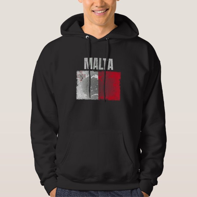 Distressed Malta Flag Graphic For Men Women Kids M Hoodie (Front)