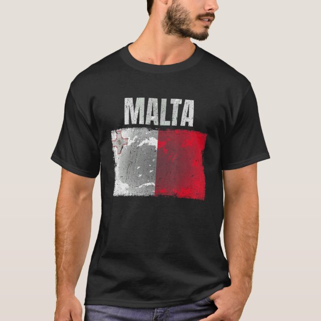 Distressed Malta Flag Graphic For Men Women Kids M T-Shirt (Front)