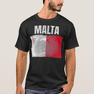 Distressed Malta Flag Graphic for Men Women Kids M T-Shirt
