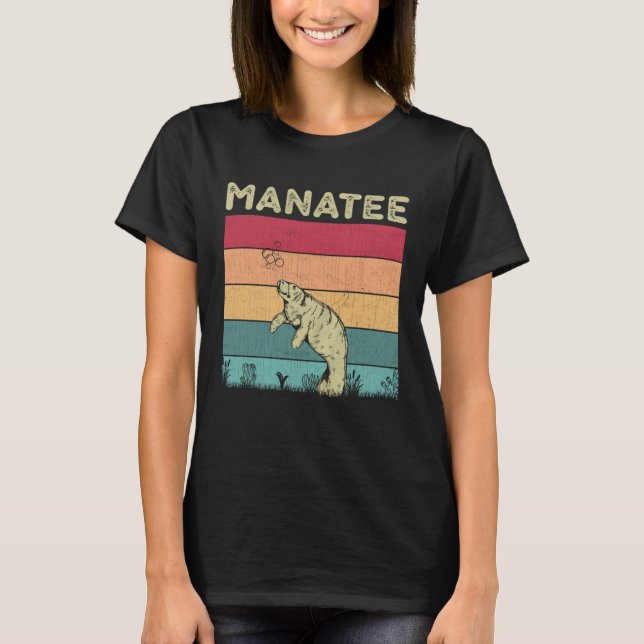 Distressed Manatee Lover Boys Girls Retro Style Ma T-Shirt (Front)