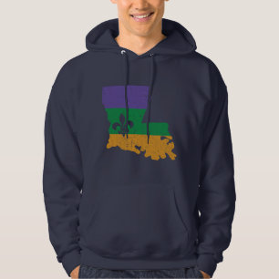 Distressed Mardi Gras Fleur De Lis Hoodie