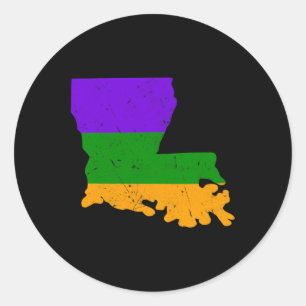 Distressed Mardi Gras Louisiana  Classic Round Sticker
