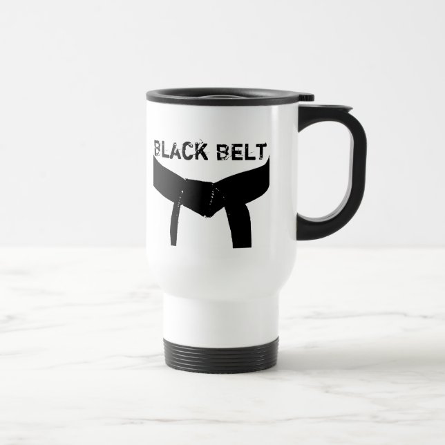 Distressed Martial Arts Black Belt Travel Mug (Right)