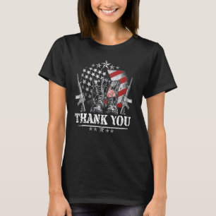Distressed Memorial Day  Flag Military Boots Dog T T-Shirt