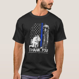 Distressed Memorial Day  Flag Military Boots Dog T T-Shirt