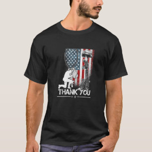 Distressed Memorial Day  Flag Military Boots Dog T T-Shirt