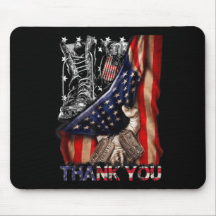 Distressed Memorial Day Flag Military Boots Dog Ta Mouse Mat