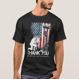 Distressed Memorial Day Flag Military Boots Dog Ta T-Shirt