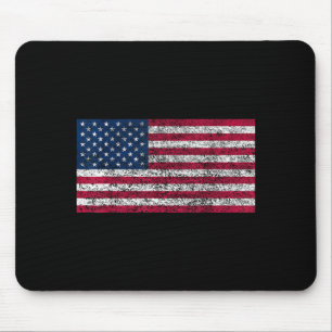 Distressed Mens Womens USA American Flag Black Mouse Mat