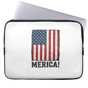 Distressed Merica Flag Patriotic Vector Shirt Desi Laptop Sleeve
