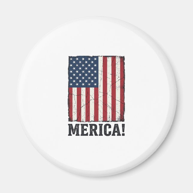 Distressed Merica Flag Patriotic Vector Shirt Desi Magnet (Front)