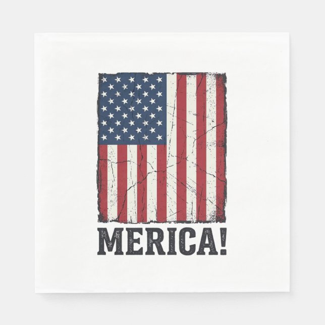 Distressed Merica Flag Patriotic Vector Shirt Desi Napkin (Front)