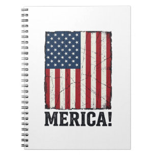 Distressed Merica Flag Patriotic Vector Shirt Desi Notebook