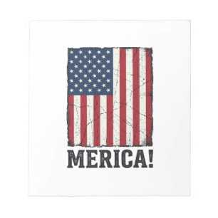 Distressed Merica Flag Patriotic Vector Shirt Desi Notepad