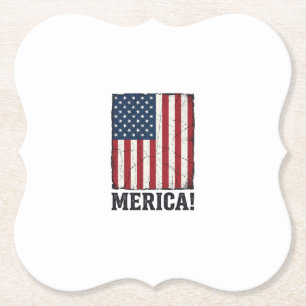Distressed Merica Flag Patriotic Vector Shirt Desi Paper Coaster