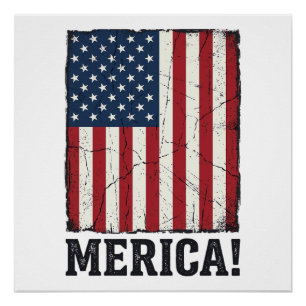 Distressed Merica Flag Patriotic Vector Shirt Desi Poster