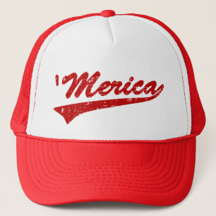 Distressed 'Merica Swoosh Trucker Hat (Red)