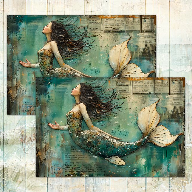 DISTRESSED MERMAID MIXED MEDIA DECOUPAGE TISSUE PAPER (DISTRESSED MERMAID MIXED MEDIA DECOUPAGE TISSUE PAPER)