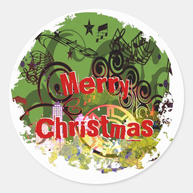 Distressed Merry Christmas Stickers - Customised (Front)