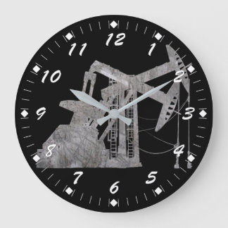Distressed Metal Oilfield Design with Numbers Large Clock